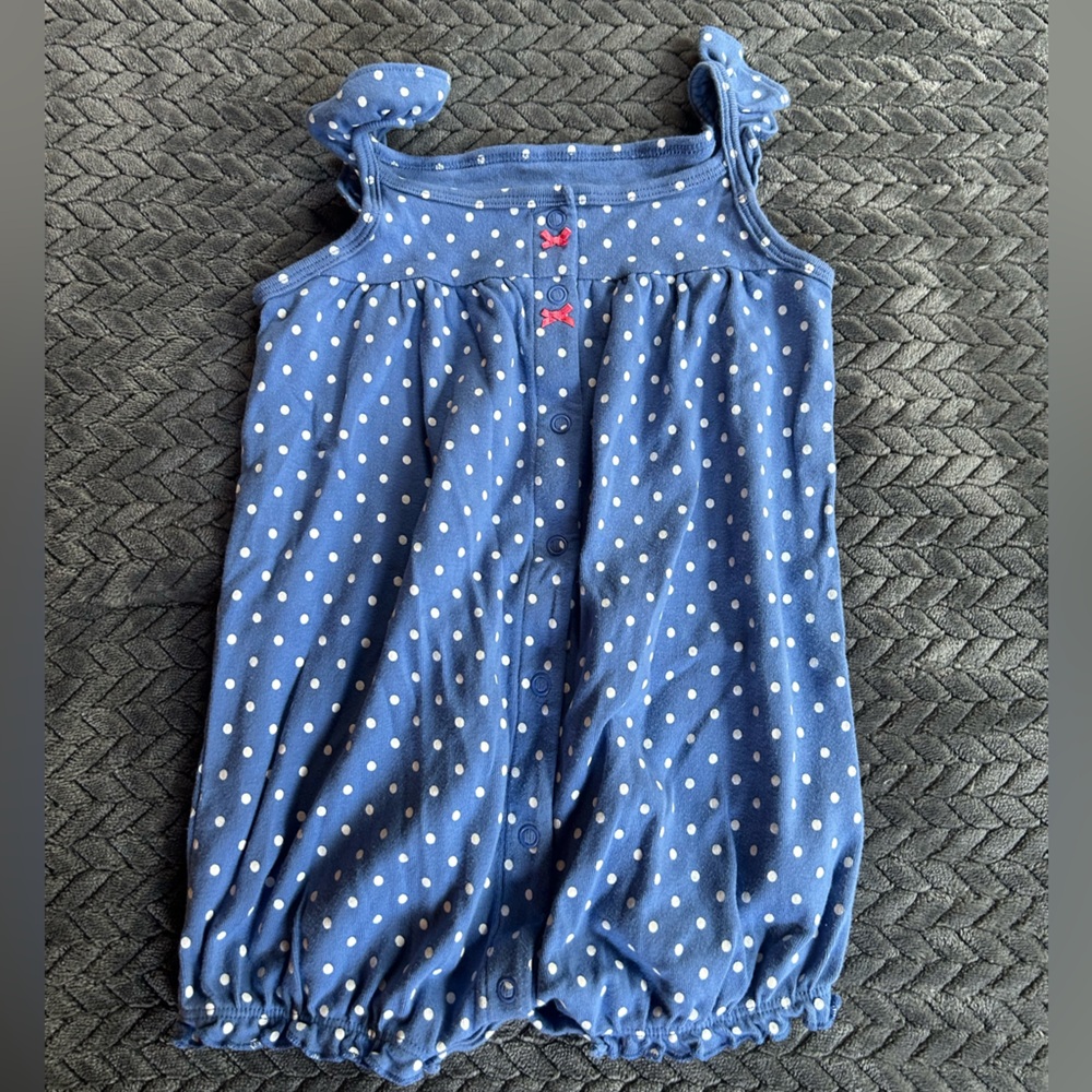 Carter's Blue and White Polka Dot Romper